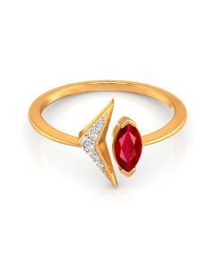 Bold Ruby Diamond V Ring