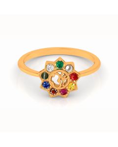 Om Navratna Ring with Colorful Stones