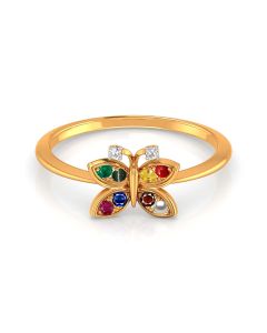 Radiant Butterfly Gemstone Ring