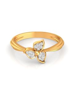 Diamond Accented Three Petal Ring