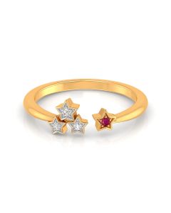 Triple Star Diamond Ring with Gold Accents