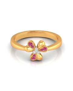 Fan Shaped Ruby Accent Ring