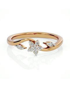 Floral Diamond Gold Ring