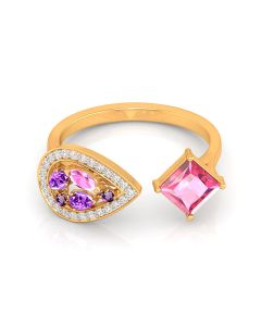 Pink Gemstone Teardrop Ring