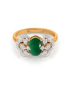 Emerald and Diamond Oval Halo Ring