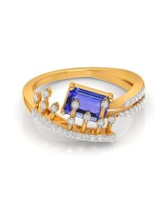 Deep Blue Sapphire and Diamond-Studded Statement Ring