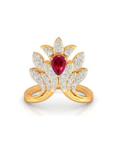 Ruby and Diamond Leaf Statement Ring