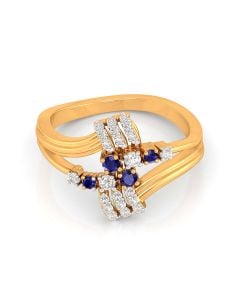 Sapphire and Diamond Cross Band Ring