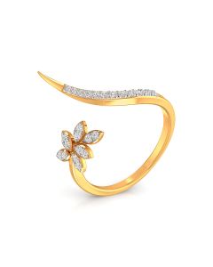 Diamond Blossom Ring with Curved Gold Band