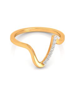 Diamond Wave Ring with Modern Gold Band