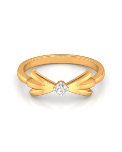 Butterfly-Inspired Diamond Ring with Polished Gold Band