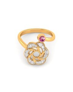 Floral Pink Sapphire Diamond Ring