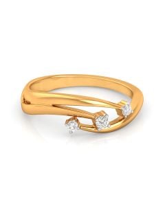 Triple Diamond Ring with Twisted Gold Band