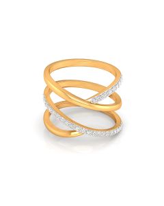 Spiral Diamond Ring with Multi-Band Gold Design