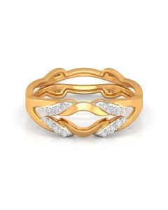 Openwork Diamond Ring with Artistic Gold Detailing