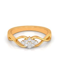 Floral Diamond Ring with Smooth Tapered Band