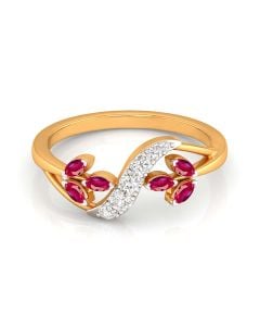 Dual Gemstone Ring with Intertwining Band Design