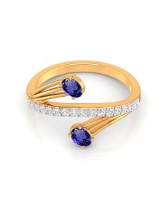 Crossover Sapphire and Diamond Ring with Contemporary Appeal