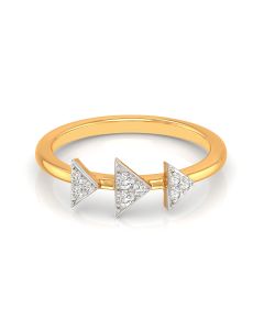 Chevron-Inspired Ring with Triangular Diamond Accents