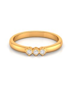 Triple Diamond Accent Band with Classic Gold Finish