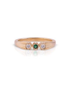 Emerald and Diamond Accented Band with Rose Finish