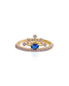 Dual-Band Blue and Diamond Crown-Inspired Ring