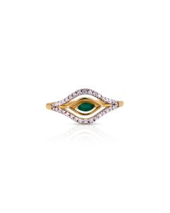 Eye-Shaped Emerald Diamond Statement Ring