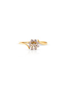 Cluster Diamond Floral Ring with Organic Charm