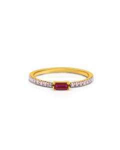 Ruby Accent Band Diamond Ring with Minimal Sparkle