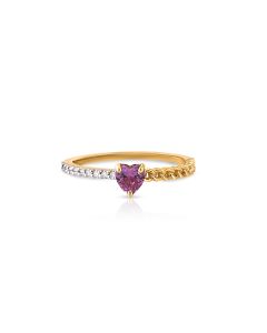Ruby Heart and Diamond Band with Contrast