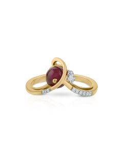 Diamond and ruby Navratri ring reflecting divine strength