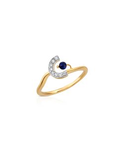 Blue topaz and diamond Navratri ring of divine calm