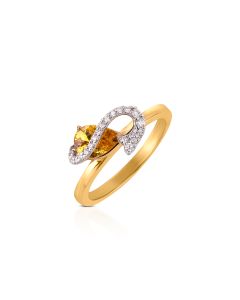 Yellow Citrine and Diamond Swirl Ring for Navratri