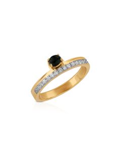 Black onyx and diamond Navratri ring of fierce strength