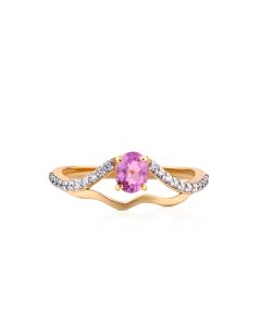Amethyst diamond Navratri ring with elegant linear design