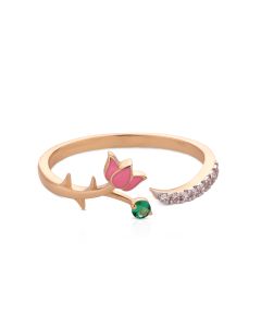 Navratri Green Onyx and Diamond Lotus Ring