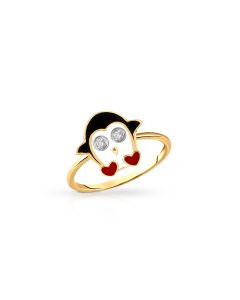 Heart Feet Penguin Gold Ring
