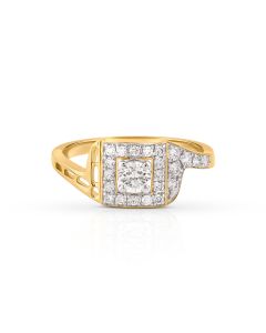 Contemporary Contoured Diamond Solitaire Ring
