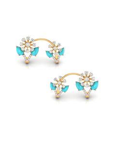 Turquoise Floral Aura Diamond Earrings