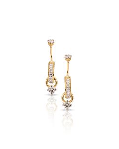 Modern Diamond Drop Earrings with Dual Stone Cascade
