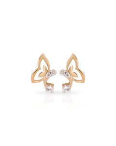 Graceful floral diamond studs with polished golden detailing