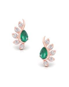 Charming Emerald Diamond Stud Earrings