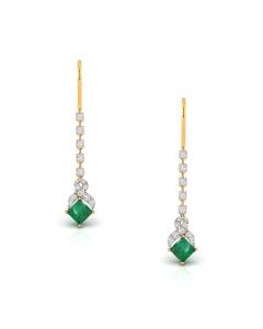 Radiant Emerald Drop Diamond Earrings