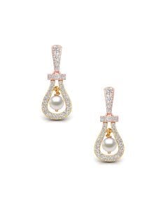 Sparkling Pearl Drop Diamond Earrings