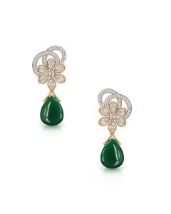 Emerald Drop Statement Diamond Earrings