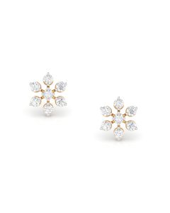 Gorgeous Floral Gold Diamond Studs