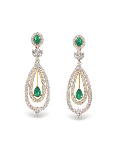 Emerald Drop Diamond Earrings