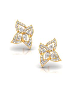 Glittering Floral Charm Diamond Earrings