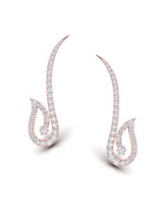 Elegant Diamond Leafy Stud Earrings