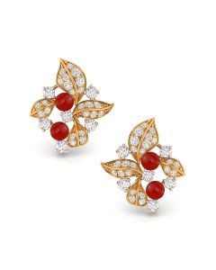 Twinkling Rubies Diamond Stud Earrings